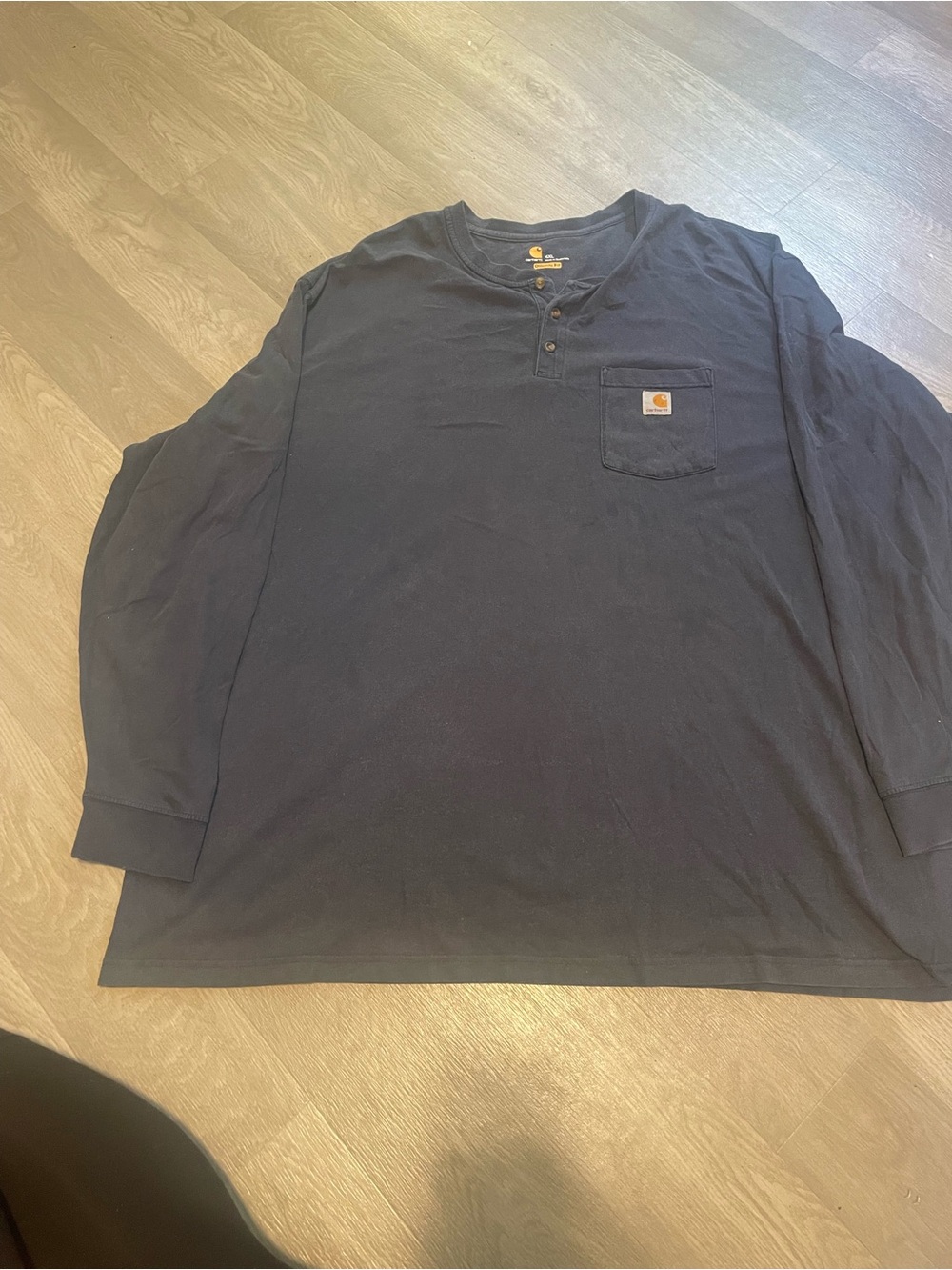 Carhartt Navy Long-Sleeve Henley with Chest Pocket